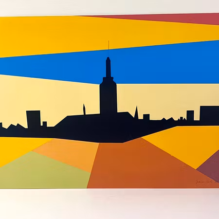 "Chicago" Litografi av Franco Costa. 66,5x46,5 cm