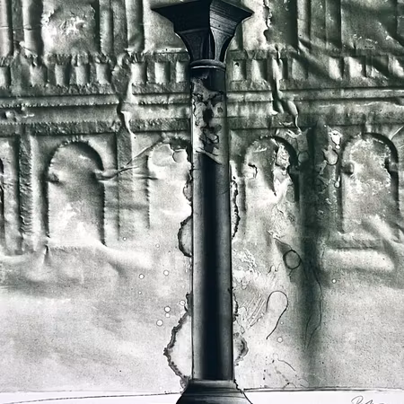 "Kolonn vid Colosseum" Litografi av Peter Paul 49,5x65 cm