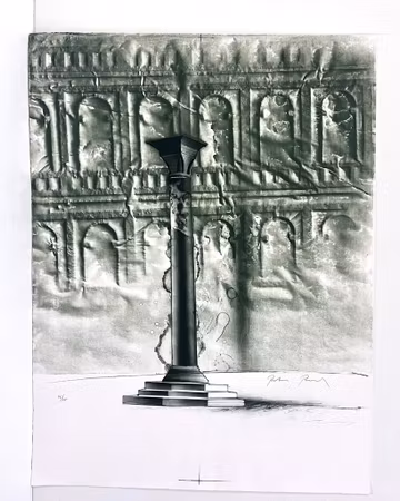 "Kolonn vid Colosseum" Litografi av Peter Paul 49,5x65 cm