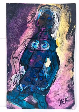 "Kvinna I" av Uffe B, Akvarell på papper, 16,5x25 cm