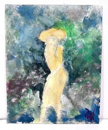 "Promenad på våren" Akvarell av Kjell Dack. 19,5x24,5 cm