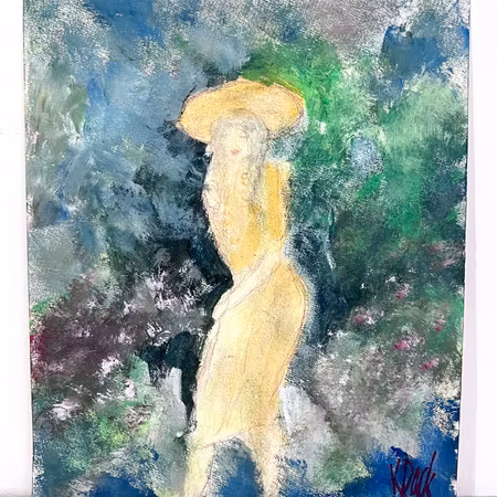 "Promenad på våren" Akvarell av Kjell Dack. 19,5x24,5 cm