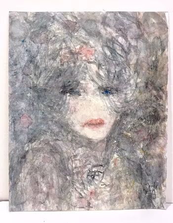"Ingen Titel" Akvarell av Kjell Dack. 19,5x24,5 cm