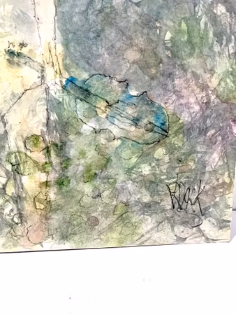 "Nymfen skådad" Akvarell av Kjell Dack. 19,5x24,5 cm