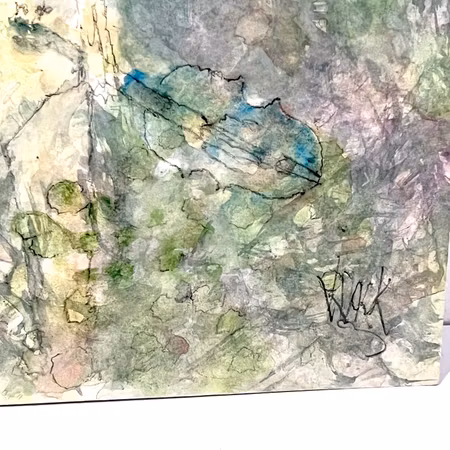 "Nymfen skådad" Akvarell av Kjell Dack. 19,5x24,5 cm