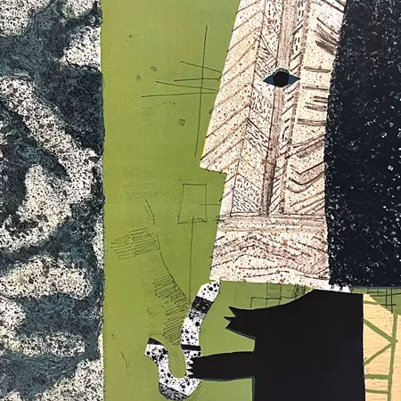 "Composition" Färglitografi av Max Papart. 75x54 cm
