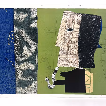 "Composition" Färglitografi av Max Papart. 75x54 cm