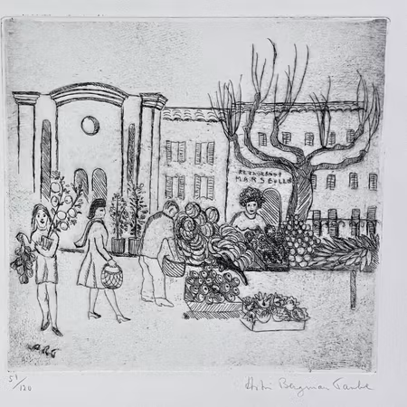 Etsning av Astri Bergman Taube. 42,5x39 cm