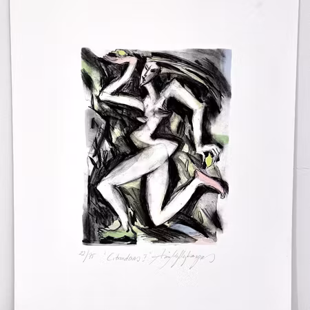 "Citrondans I" Etsning av Aino Myllykangas. 31x42 cm