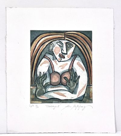 "Clairvoyant" Etsning av Aino Myllykangas. 30,5x35,5