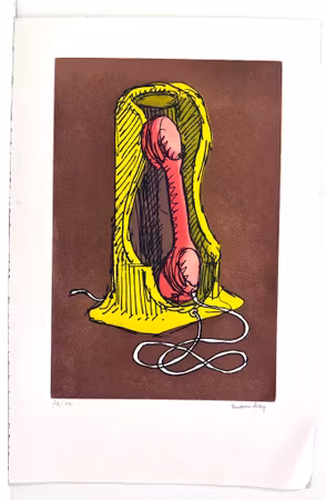 "Le téléphone rose (1976)" Etsning/Aquatint av Man Ray,  37x50 cm