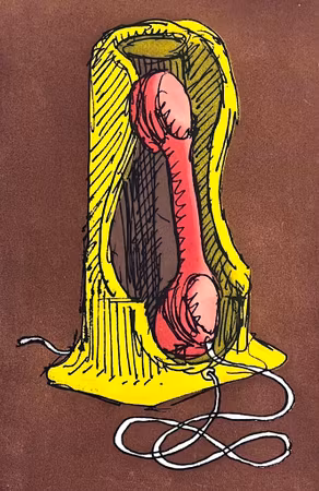 "Le téléphone rose (1976)" Etsning/Aquatint av Man Ray,  37x50 cm