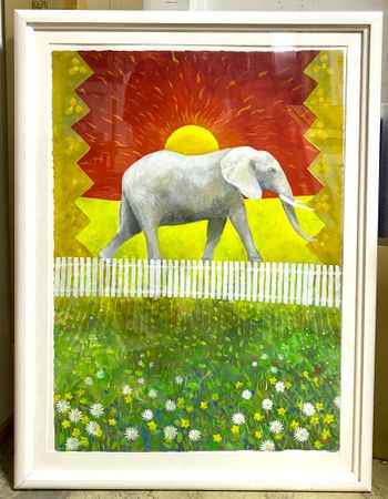 "Elefanten" Akryl på papper av Stefan W. Igelström. 95x126 cm