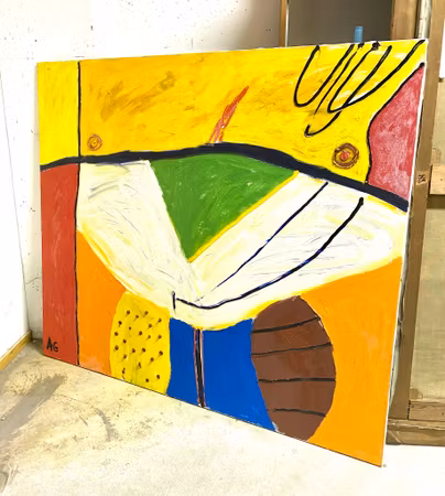 "Asgard" Olja på duk av Agneta Granstad. 150x130 cm