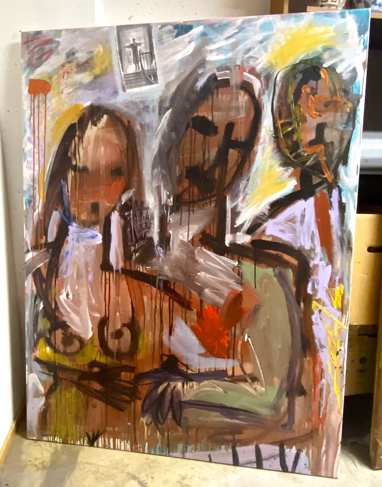 Blandteknik på duk av Ulf Lundell. 130x170 cm