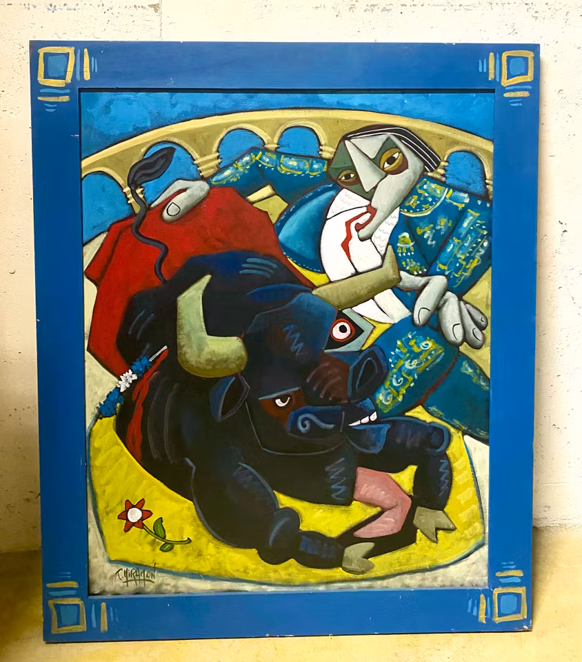 "Tjuren" Originalmålning av Thierry Miramon. 78x95 cm