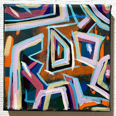 "N4" Akryl på duk av Guido Bajas. 20x20cm