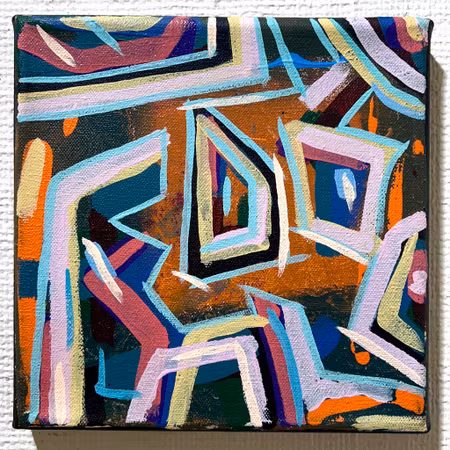 "N4" Akryl på duk av Guido Bajas. 20x20cm