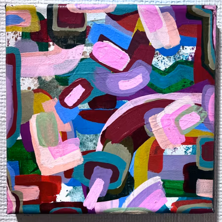 "Ensambles 3" Akryl på duk av Guido Bajas. 20x20cm