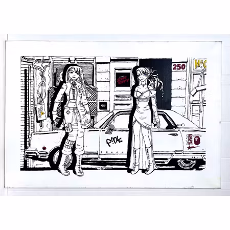 "Sin city" Blandteknik på duk av Martin John Säwström. 81x51 cm