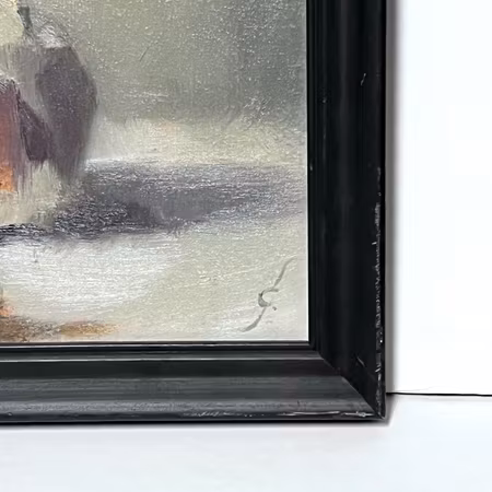 "Stilleben med vitlök" Olja på duk av Gustav Sundin. 45x29,5 cm