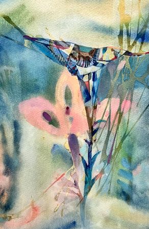 Pille Lehis, Akvarell, "Blomster" signerad, bladstorlek 28 x 38 cm.