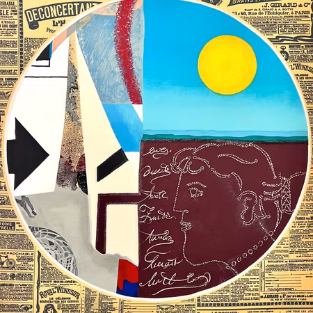 Max Papart, Färgetsning, "Komposition med cirkel", 54x76 cm.