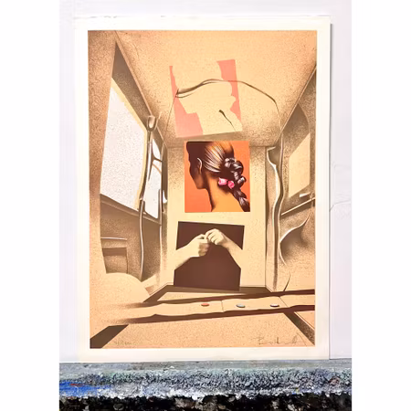 Ariel-Ben David, färglitografi, "Ängslan", bladstorlek 46x62 cm.