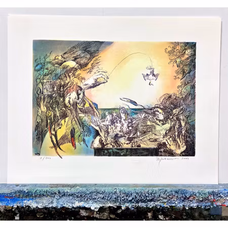 Sven-Erik Johansson, färglitografi,  bladstorlek 55 x 43,5 cm.