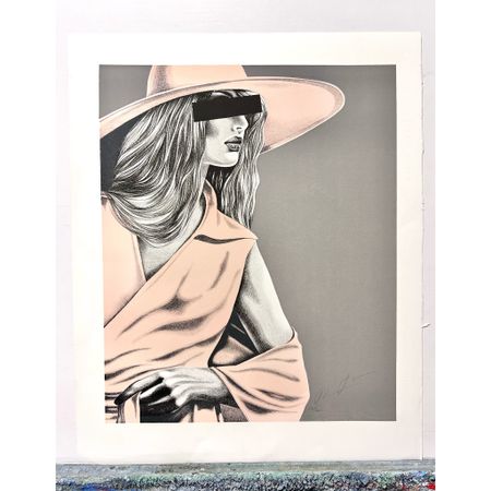 Thomas Hafström, färglitografi, "Mrs X, Orange" 60 x 74 cm.