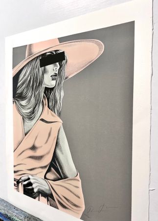 Thomas Hafström, färglitografi, "Mrs X, Orange" 60 x 74 cm.