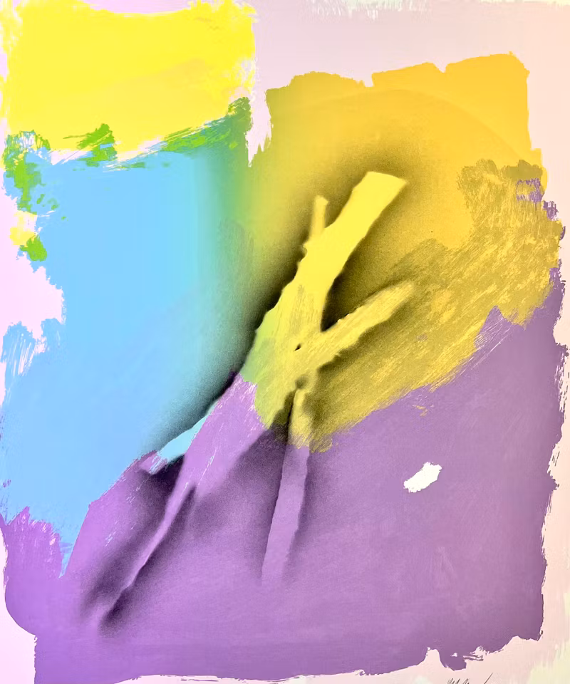 Ulf Onsberg,  färgseriegrafi, Komposition, bladstorlek 63 x 75 cm.