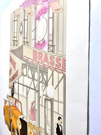 Philippe Henri Noyer, färglitografi, "Brasserie Lipp", bladstorlek 65 x 89 cm.