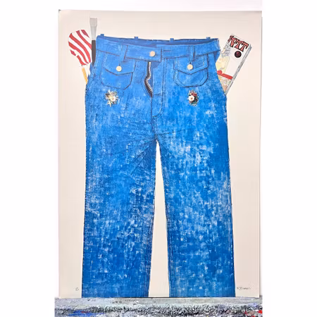 Robert Benson, färglitografi "Studiojeans", bladstorlek 64 x 90 cm.