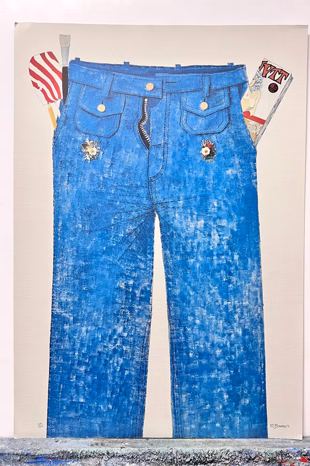 Robert Benson, färglitografi "Studiojeans", bladstorlek 64 x 90 cm.