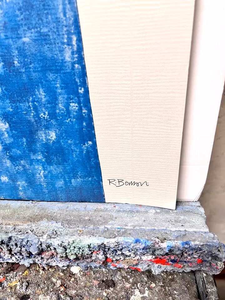 Robert Benson, färglitografi "Studiojeans", bladstorlek 64 x 90 cm.