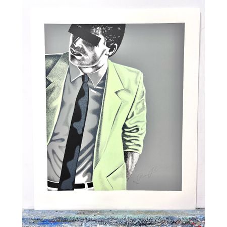 Thomas Hafström, färglitografi, "Mr X, Green" 60 x 74 cm.