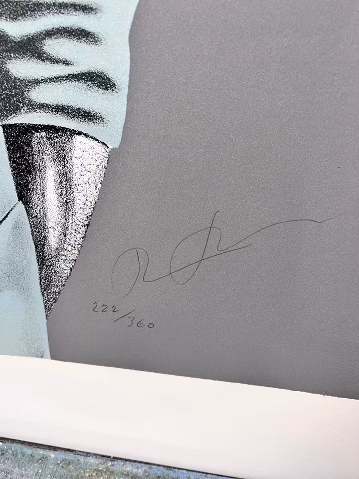 Thomas Hafström, färglitografi, "Mr X, Blue" 60 x 74 cm.