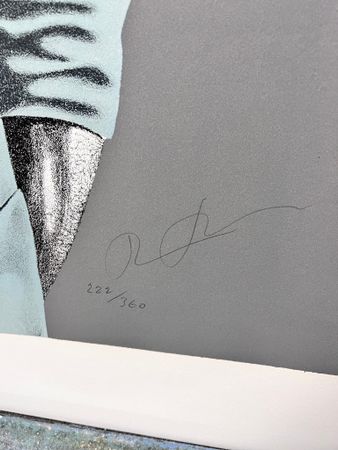 Thomas Hafström, färglitografi, "Mr X, Blue" 60 x 74 cm.