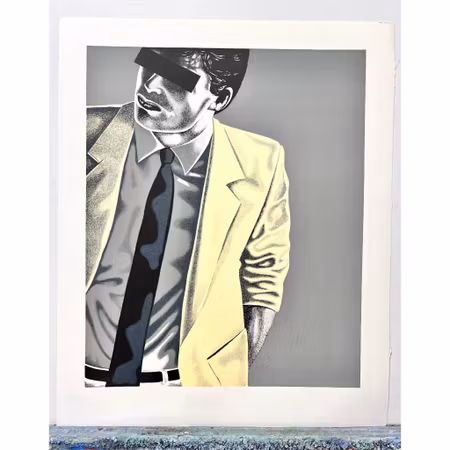 Thomas Hafström, färglitografi, "Mr X, Yellow" 60 x 74 cm.