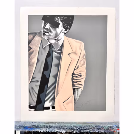 Thomas Hafström, färglitografi, "Mr X, Orange" 60 x 74 cm.