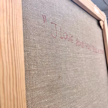 Jonny Forström "I love how you tell a story" Olja på duk 96x136 cm