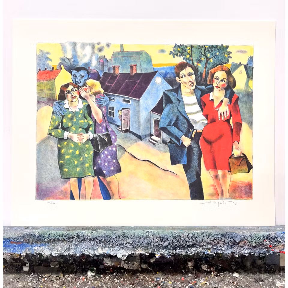 Jussi Taipaleenmäki, Litografi, "Dekadans" 56 x 43,5 cm