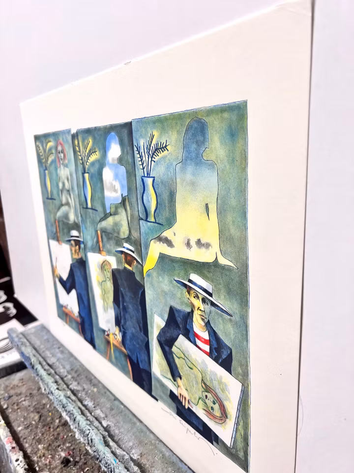 Jussi Taipaleenmäki, Litografi, "Felicia Adjö" 56 x 43,5 cm