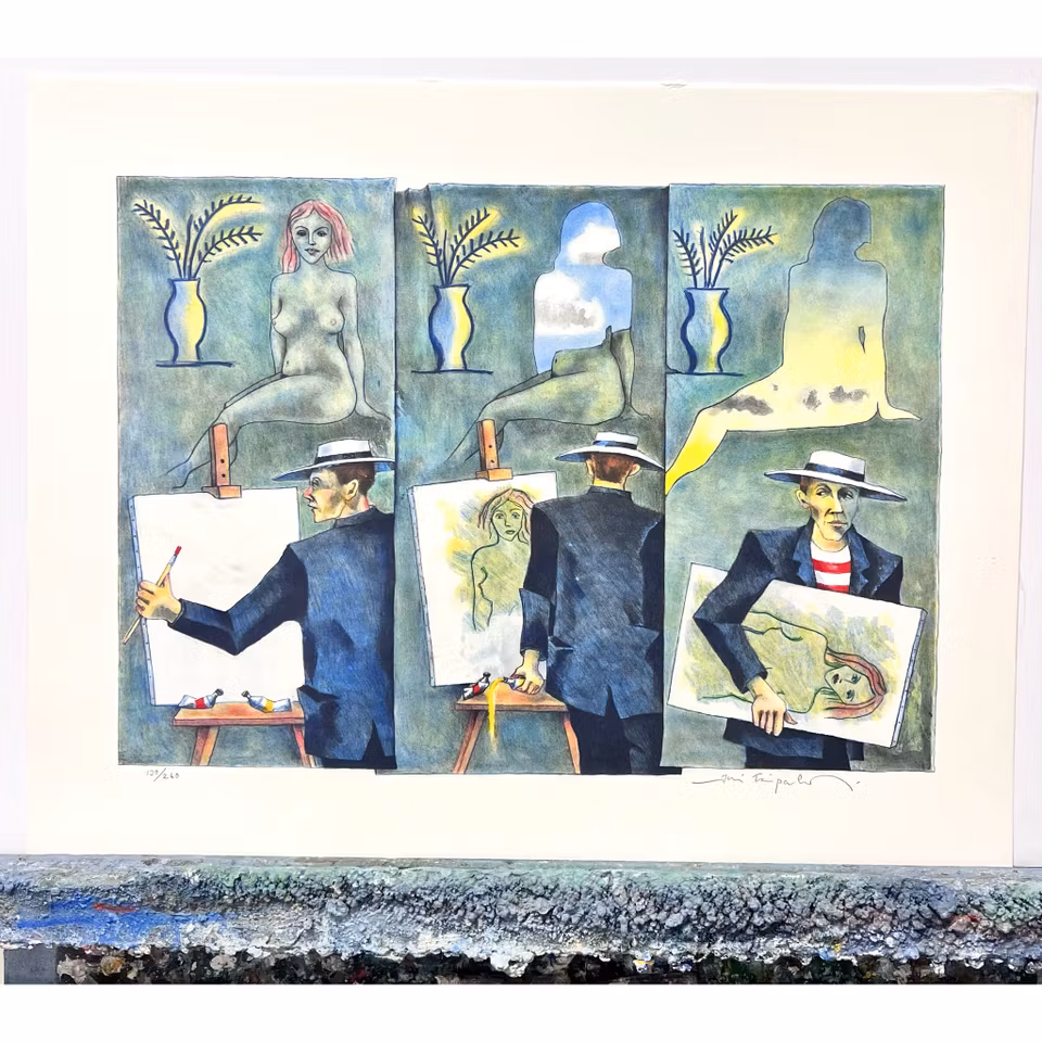 Jussi Taipaleenmäki, Litografi, "Felicia Adjö" 56 x 43,5 cm