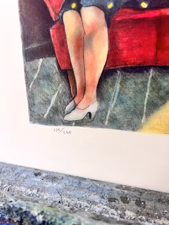 Jussi Taipaleenmäki, Litografi, "Polaren Per är kärlekskrank" 56 x 43,5 cm