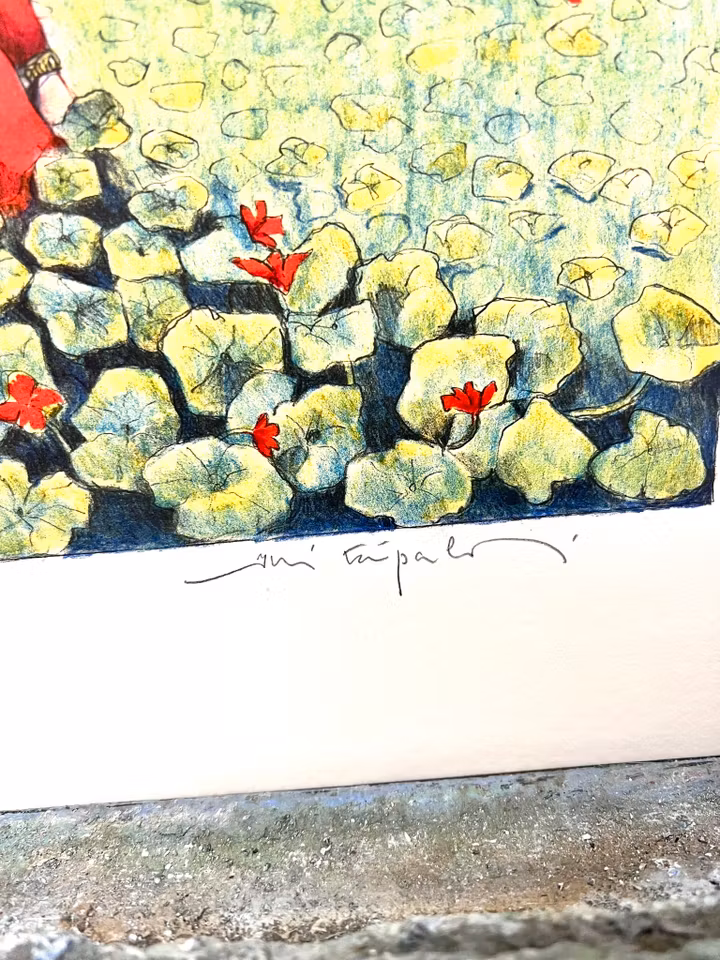 Jussi Taipaleenmäki, Litografi, "Ofelia plockar krasse" 56 x 43,5 cm