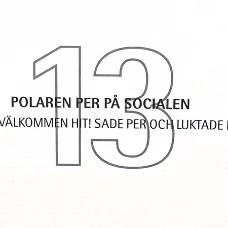 Jussi Taipaleenmäki, Litografi, "Polaren Pär på socialen" 56 x 43,5 cm