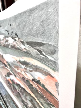 Bengt Andersson Råssbyn , färglitografi, "Vintervy" 74,5x54 cm