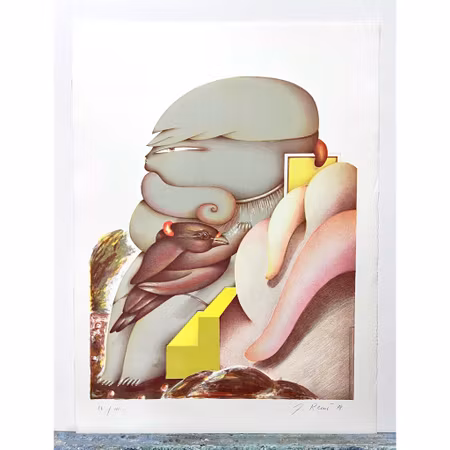 "Nymph in waiting" färglitografi, Jörg Remé, 57x76cm.